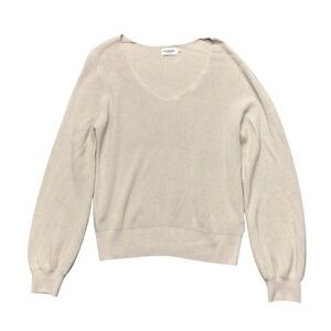 Holebrook Sweden Women's Beige V-Neck Sweater Pullover Minimalist Classic Size L
